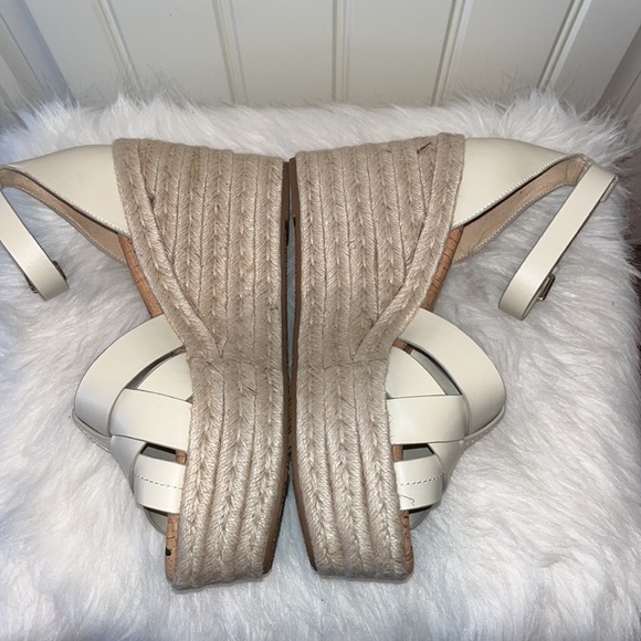 NWT Ivory espadrille wedge heel ankle strap platform summer beachy sandal 10 - Picture 8 of 10